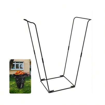 Garden Trash Bag Holder Outdoor Leaf Bag Support Frame MultiUse Outdoor Leaf Stand Collapsible Trash Bag Holders Stand Iron Material For Yard Camping Garden Lawn Party Supplies