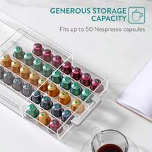 Navaris Dispensador de Capsulas de cafe para  y Tassimo - Caja Capsulas Cafe y Soporte para Cafetera - Portacapsulas de Cafe para 50 Capsulas - Acrilico Transparente - Transparente - Ver 5