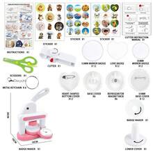 1 Set 35-55mm (1.37-2.16 Inch) DIY Badge Maker Machine Punch Kit, Suitable For Making Fridge Magnets, Keychains, Brooches, Badges, Includes Picture Cutter, Scissors And Stickers, Portable Multi-Functional Creative Punch Badge Kit, Ideal For Christmas, Halloween DIY Crafts And Personalized Gifts, No Assembly Required - Multicolor - View 12