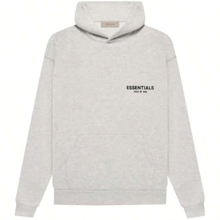 Essentials -Fear Of God Oversized Hoodie Collection FW21-FW2 MEN WOMEN Hoodie Vintage Flocking Craftsmanship Combined With Modern Breathable Technology, Warm Cotton Flocking, Loose Urban Functional Wear, High-End Cotton To Create An Urban Street Style, Loose Silhouette Non-Ge - Yến mạch nhẹ - Xem 1
