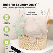 TTJM KeaBabies 2-Pack Hooded Baby Towels For Newborn - 30x30 Soft And Absorbent Viscose From Bamboo Baby Bath Towels With Hood For Infant Toddler Boys Girls Newborn Bath Essentials Sage Petite - 聖人 - 查看 5