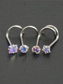 4pcs/Set Fashionable, Elegant & Minimalist Nose Rings Suitable For Women's Daily Wear