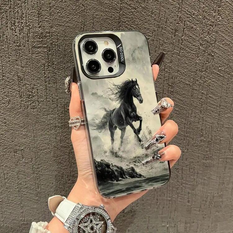 Funda móvil de diseño de caballo para correr compatible con  17 16 15 14 13 12 11 Pro/ Max/Plus anticaída y protección contra golpes trasera, funda compatible con funda  17 pro max,  17 pro funda,  17 funda,  16 pro max - Rosa6 - Añade 8