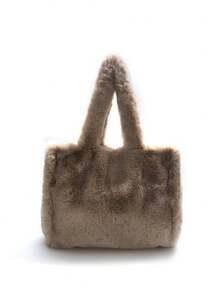 Túi Tote Nhung Màu Be Dung Tích Lớn Mùa Thu Mới, Thiết Kế Tối Giản Thời Trang Túi Đeo Vai Nữ Dành Cho Học Sinh, Đi Làm Hàng Ngày - màu nâu - Xem 6