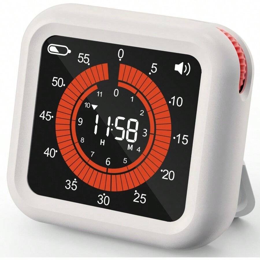 HAWTDigital Visual Timer - Max 11H 59M Rechargeable Countdown Timer With VA Display Clear Digits Adjustable Volume And Brightness Magnetic Digital Timer For Kitchen Classroom Office White - White - View 1