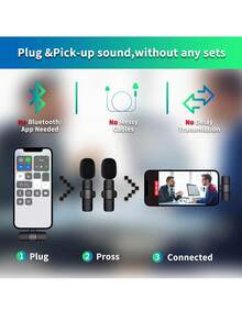 K8 无线领夹式麦克风，带三级降噪功能，K9 一分二小型麦克风，支持无线直播。 - 彩色 - 查看 3