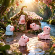 6 bức tượng nhỏ hình con chuột lang nước bằng nhựa mini màu hồng nhỏ xíu dùng để trang trí bảng điều khiển xe hơi, động vật bằng nhựa mini dùng để trang trí nhà cửa trong vườn cổ tích (Màu ngẫu nhiên) - Nhiều màu - Xem 2