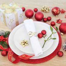 6/12件套珍珠餐巾环套装。金银餐巾环架适合正式或休闲餐桌装饰。 - 彩色 - 查看 4