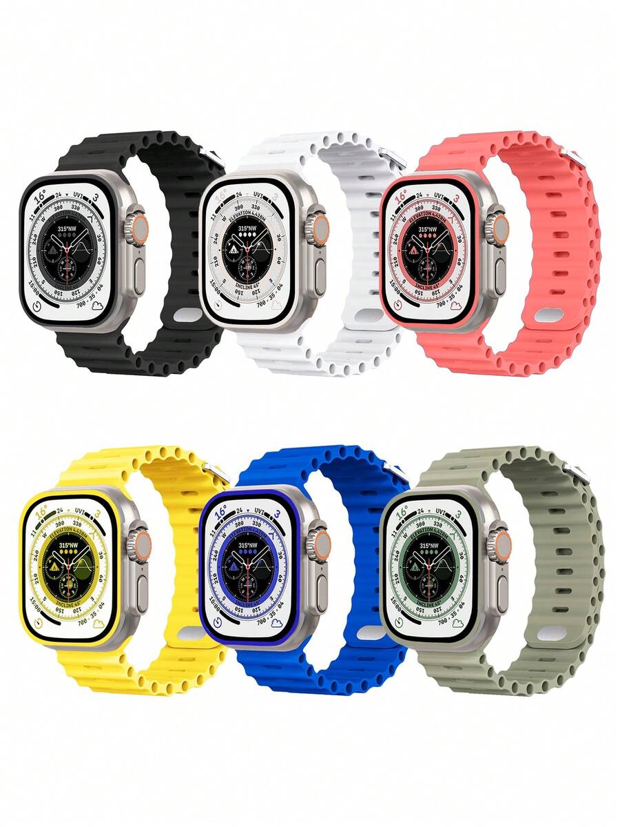 1条男女通用海洋主题柔软硅胶运动表带，适用于38mm、40mm、41mm、42mm、44mm、45mm、49mm的苹果手表，兼容Series 8、7、6、5、4、3、2、1、Ultra、SE等型号。 - 寶藍 - 查看 1