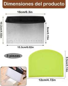 3 Piezas Raspador De Masa, Incluye Cortadoras De Acero Inoxidable y Raspadoras De Plástico, Adecuadas Para Panadería, Panadería y Cocina Profesional, Incluida La Función De Medición De Porciones - 1 - Ver 3