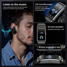 LIGE新款多功能智能手表女士耳机二合一，集天气预报、音乐播放、时间查询、来电提醒、生活防水、闹钟、多种运动模式于一体，时尚小巧，尽显女性魅力。 - 1 Set - 查看 7