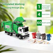 Realistic Children's Garbage Truck Toy With Recycling Bin - Excellent Children's Birthday And Holiday Gift - Multicolor - View 12