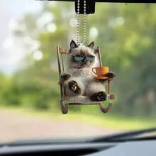 1 Stück süßer schaukelnder Katzen Acryl Anhänger, geeignet zum Aufhängen am Rückspiegel im Auto oder als Heimdekoration - Verschiedenfarbig - Übersicht 8
