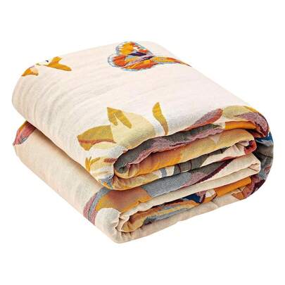 Boho Throw Blanket, 100% Cotton Ultra Soft Luxury Throw Rustic Quilt, 60"X80" Floral Bird Butterfly Farmhouse Decor Bed Blankets, All Season Rustic Reversible Bohemian Throw For Bed - Yellow 3D Printed Throw Blanket Whether For A Sofa Nap Or A Quick Break At The Office, It Brings You Comforting Warmth.