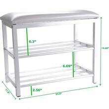 YMind Reader Banco de Zapatos Organizador de Zapatos Estante para Zapatos Banco Acolchado Almacenamiento Entrada Metal 23.5 Pulgadas de Largo x 11.8 Pulgadas de Ancho x 19.8 Pulgadas de Alto - Blanco - Ver 3
