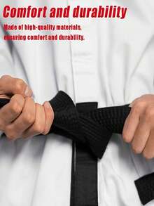 1pc Customizable Taekwondo Belt, Black Martial Arts Belt With Embroidered Name, Suitable For Karate, Judo And Combat Sports, Traditional Design, High-Quality Martial Arts Gear, Martial Arts Belt, Combat Sports Accessory, Traditional Martial Arts Accessory, Smooth Texture Belt - Multicolor - View 3