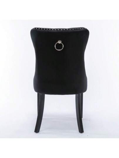 Nikki Collection Modern, High End Tufted Solid Wood Contemporary Fluwelen Upholstered Dining Stoel Legs Nailhead Pcs Set, Beige, DE2001BG view 7