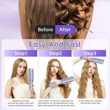 Fer à friser profond en V de 32 mm, style croissant français. Fer à friser ondulé pour femmes, coiffure durable. Fer à friser rapide et chaud, convient pour les vagues larges et profondes. Cadeau pour les vacances, anniversaire, petite amie, Noël et Halloween - Prise de type UE C (220-240 V) - Voir 3