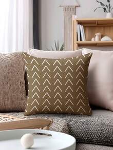 4件套“温馨家园”亚麻腰枕套/靠垫套 - 多种尺寸可选，米色底黑色字样，厚实面料，适用于沙发和床，可机洗，拉链封口，现代风格，装饰枕套，家居装饰，不含填充物 - 棕色 - 查看 8