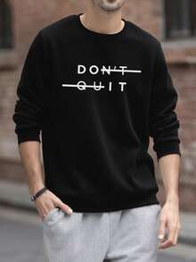 Zrgoth Men's Casual Versatile Printed Element Crew Neck Sweatshirt - Black - View 3