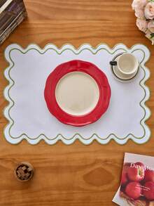 1/2/4/6pcs Bohemian Style Rectangular Embroidered Placemats With Wavy Edges, Solid Color, Non-Slip Mats For Dining Room, Kitchen, Table, Home Decor, Suitable For Restaurants, Living Rooms, Parties, Weddings, Offices, Coffee Tables, All Seasons (Multiple Color Options) - Multicolor - View 7