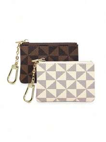 Women's Mini Zipper Keychain Coin Purse, Can Hold Coins, Credit Cards, ID, Keys, Earphones, Lipstick, Etc. - Multicolor - View 5