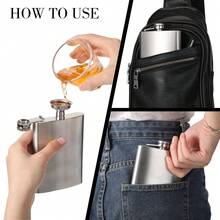 Frasco de cadera para licor de 4-8 onzas de acero inoxidable para hombres y mujeres boda, fiesta, padrino, dama de honor, campamento, regalo - Plateado - Ver 6