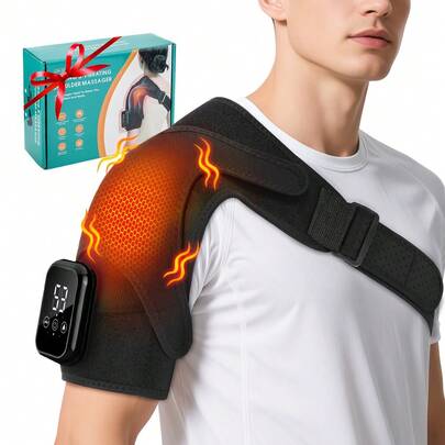 Hailicare Smart Timed Heated Vibrating Shoulder Massager, 3 Gears Temperature & Massage Modes, Cordless Electric Shoulder Wrap With LED Display, Unisex For Muscle Relaxation, Perfect Mother's Day Gift