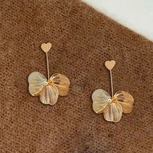 新款奢华夸张金色花朵耳环，时尚独特甜美优雅耳环 - 彩色 - 查看 5