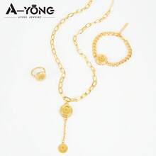 24K Gold Plated Turkish Fashion Jewelry Set, Arabic Bridal Necklace, Bracelet, Earrings, Ring For Middle Eastern Nigerian Women Wedding Party - 4pcs Jewelry Set - View 51