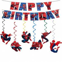 Spiderman Theme Boys Birthday Party Decorations, Spiral Hanging Decor, Happy Birthday Party Supplies - Multicolor - View 1