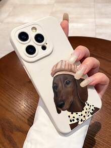 1pc Minimalist Dog Pattern White Beige Phone Case, Compatible With IPhone 16 Pro Max/16/16 Pro/16 Plus/11/15/15 Pro/15 Pro Max/12/13/14 Pro Max/XS/XR/11 Pro/11 Pro Max/12 Pro/12 Pro Max/13 Pro/13 Pro Max/7 Plus/14 Pro/14 Pro Max/14 Plus/7 Plus/8 Plus/8/SE2/12 Mini/13 Mini, Soft Shell, Anti-Yellowing - Multicolor - View 4