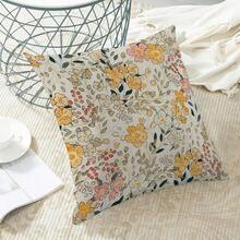 Spring Yellow Green Floral Pillow Covers 18x18 Inch Set Of 2, Cute Flower Pattern Outdoor Decorative Wildflowers Throw Pillows Colourful Couch Cushion Case For Chair Sofa Bedroom Living Room,18inchx18inch(Packof2),OrangeGreen - 橘綠色 - 查看 5