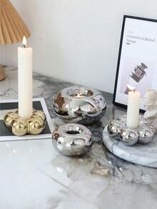 Minimalist Wedding Candle Holder, Silver Ceramic Center Decor, Suitable For Romantic Dinners And Bridal Showers, 2025 Wedding Decor Essential, Creates Elegant Ambiance For Dining Tables And Desktops - Silver Ceramic Candle Holder - View 12