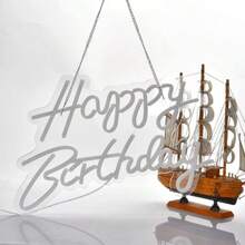 1件暖黃色手寫體「Happy Birthday」霓虹燈，生日派對氛圍提升燈，USB供電，適合生日派對裝飾，氛圍燈，送給朋友的禮物 - 彩色 - 查看 5