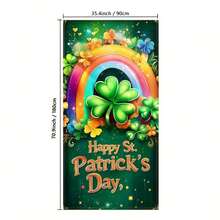 2D Flat Door Banner 1pc St. Patrick's Day Door Sign - Vivid Shamrock And Rainbow Design, Clover Pattern, Easy-To-Hang Polyester Decoration For Home, Parties And Events, Multifunctional Indoor/Outdoor Use, Party Decor | Festival Atmosphere | Durable Polyester, St. Patrick's Day Decorations - Multicolor - View 4