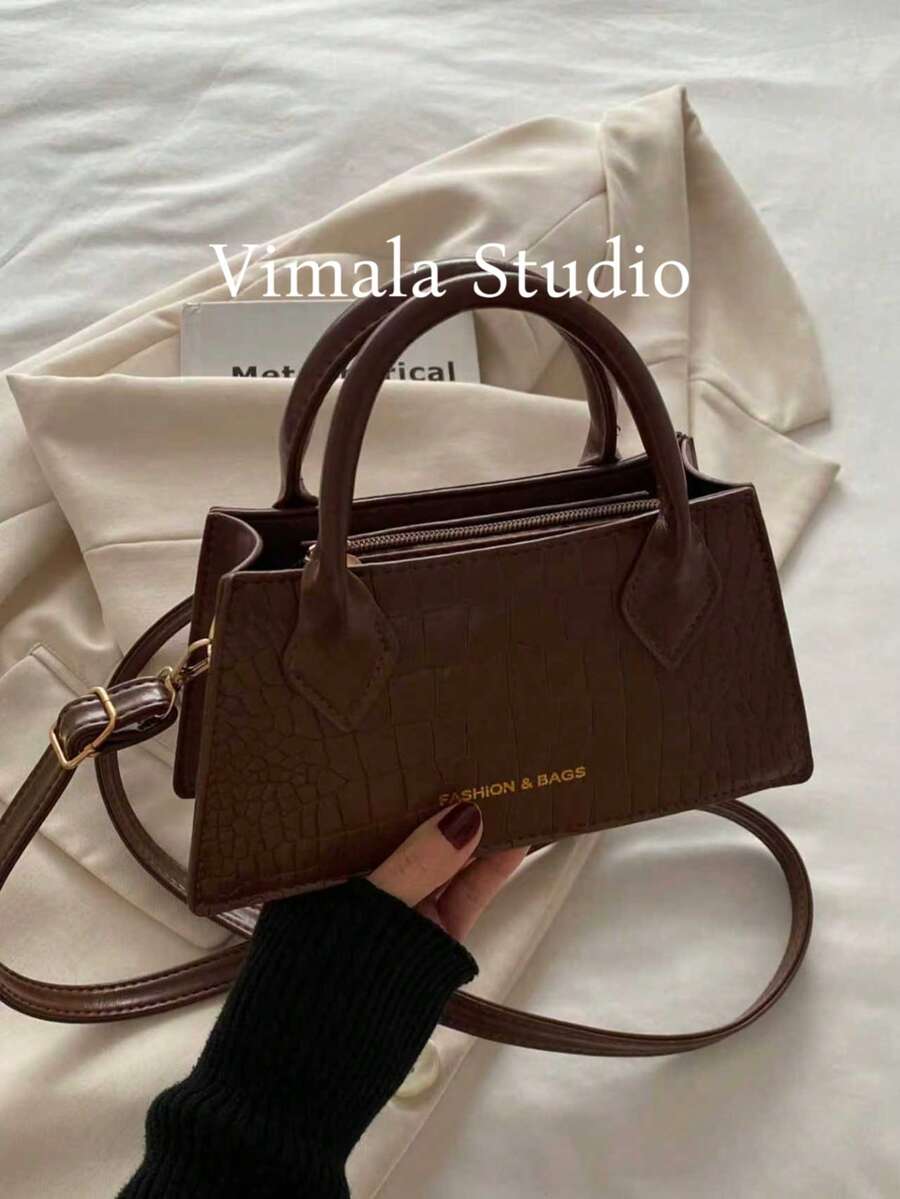 2025新款时尚女士手提包，休闲通勤斜挎包，简约时尚单肩托特包 - 咖啡 - 查看 1