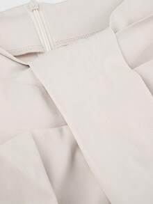 Pantalones de pata ancha con cintura plisada y diseño retorcido para mujer Diseño asimétrico cruzado en la cintura. Pantalones anchos de corte holgado con efecto adelgazante. Pantalones informales juveniles con efecto drapeado. - Blanco - Ver 5