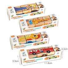 Children's Wooden Rotating Cube Cognitive Puzzle Infant Baby Early Education Intelligence Wooden Blocks Matching Toys Christmas Gifts; - Multicolor - View 9