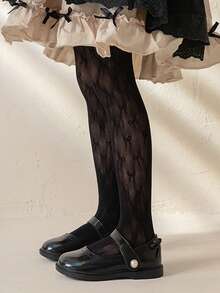 3 件装儿童纯色洛丽塔风格提花网袜打底裤,女童蝴蝶镂空无脚紧身裤,适合日常穿着,时尚性感,舞蹈袜 - 彩色 - 查看 13