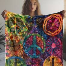 Soft, Usable For All Seasons, Hippie Blankets And Throws - Boho Hippie Quilt Blanket, Hippie Print Throw Blanket - Adults Hippie Blanket For Couch Sofa, Colorful, Artistic Design With Peace & Nature Motifs - 多色5 - 查看 4