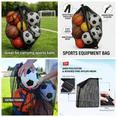 Keeble Outlets - Bolsa de pelota de ftbol para entrenadores y jugadores, bolsa de equipo deportivo o bolsa de playa con correa para el hombro, bolsa de malla de 30x 40 pulgadas para
