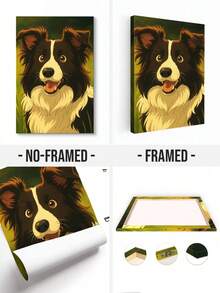 定制宠物肖像插画，独特风格，个性化帆布墙画，宠物爱好者礼物，送给狗主人的独特礼物，手工墙画 - As Shown - 查看 12