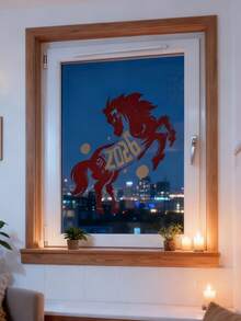 2026 Year Of Horse Chinese New YearWindow Sticker, Spring Festival Decals, Red Lunar Door Decorations, Spring Festival Wall Decor, Happiness Wall Sign, For Office, Home Holiday, Party Decoration, Home Decorations - Multicolor - View 9