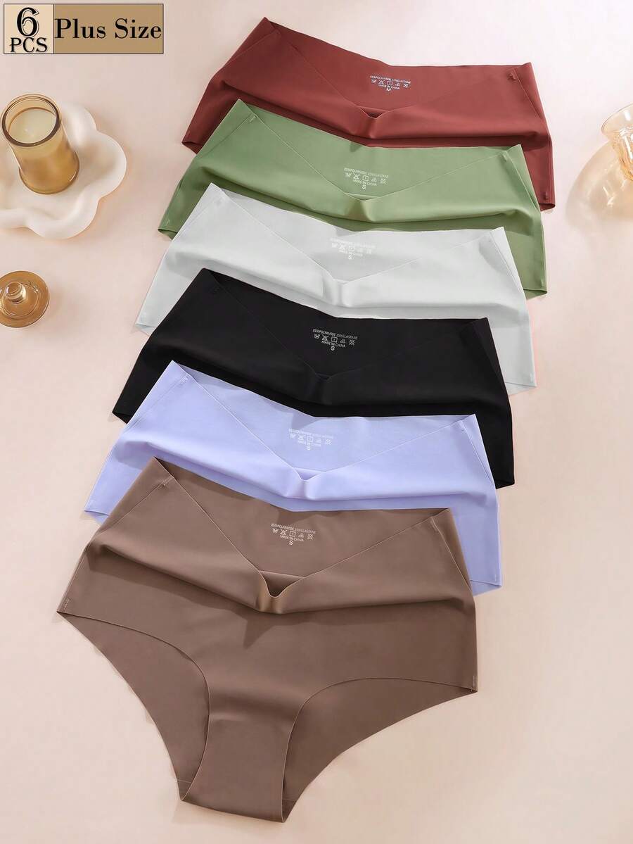 Aofeiqike 6 chiếc quần lót cạp cao không đường may cỡ lớn, thoải mái và thoáng khí, mát mẻ và dễ chịu. - Nhiều màu - Xem 1