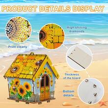 DIY Sunflower Wooden Diamond Painting Puzzle 3D Cottage - Desktop Decor Ornament Craft Kit - Multicolor - View 8