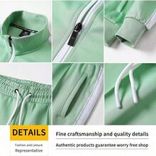 Men's Tracksuits Set Long Sleeve Casual Full Zip Running Sports 2 Piece Outfits - Green - View 4