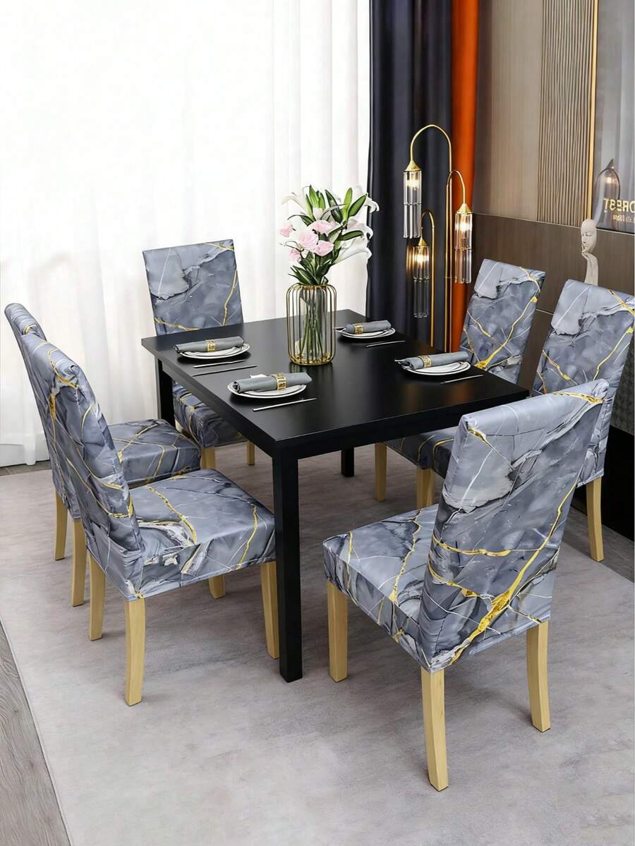 1/4/6pcs Middle Eastern Digital Print Chair Covers, All Season Home Dining Chair Slipcovers, Removable Seat Protectors, Suitable For Various Occasions