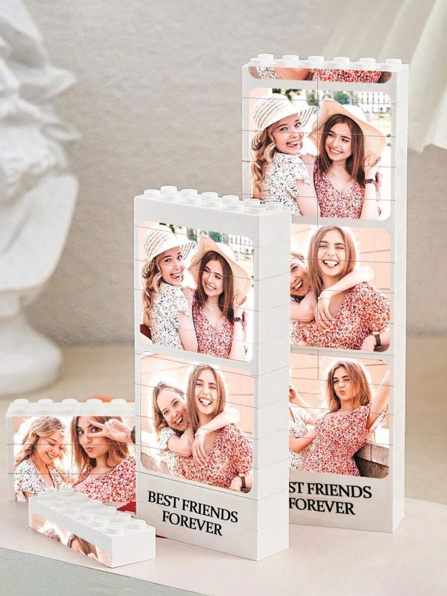 1件装个性化照片拼图积木，生日照片拼贴画，朋友照片拼图积木照片礼物，送给最好的朋友。可定制照片和文字。我们将拼图和积木游戏玩法相结合，打造独一无二的纪念品。