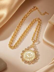 1 Stück vergoldete Anhänger Halskette, Nahost-arabischer muslimischer Hochzeitsschmuck, Geburtstagsgeschenk